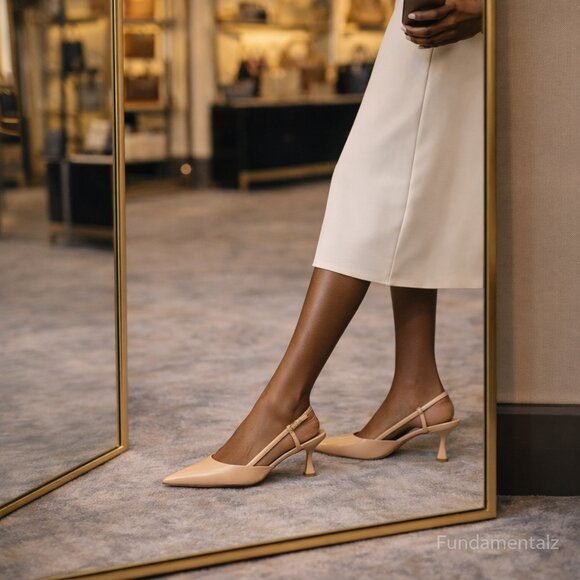 Gianvito Rossi Ascent 55 Beige Leather Slingback Pumps - 38.5 NWOT Made in Italy - Picture 4 of 12